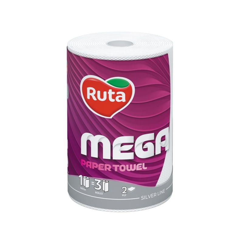 Рушники паперові двошарові Ruta Mega 1 рулон 150 відривів 30 м.