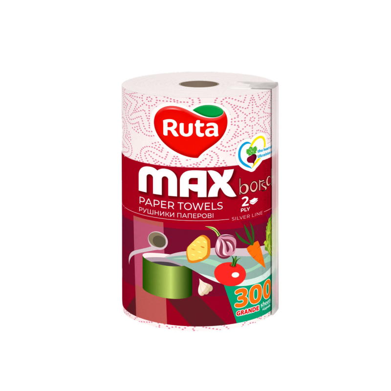 Рушники паперові двошарові Ruta Маx 1 рулон 300 відривів 60 м.