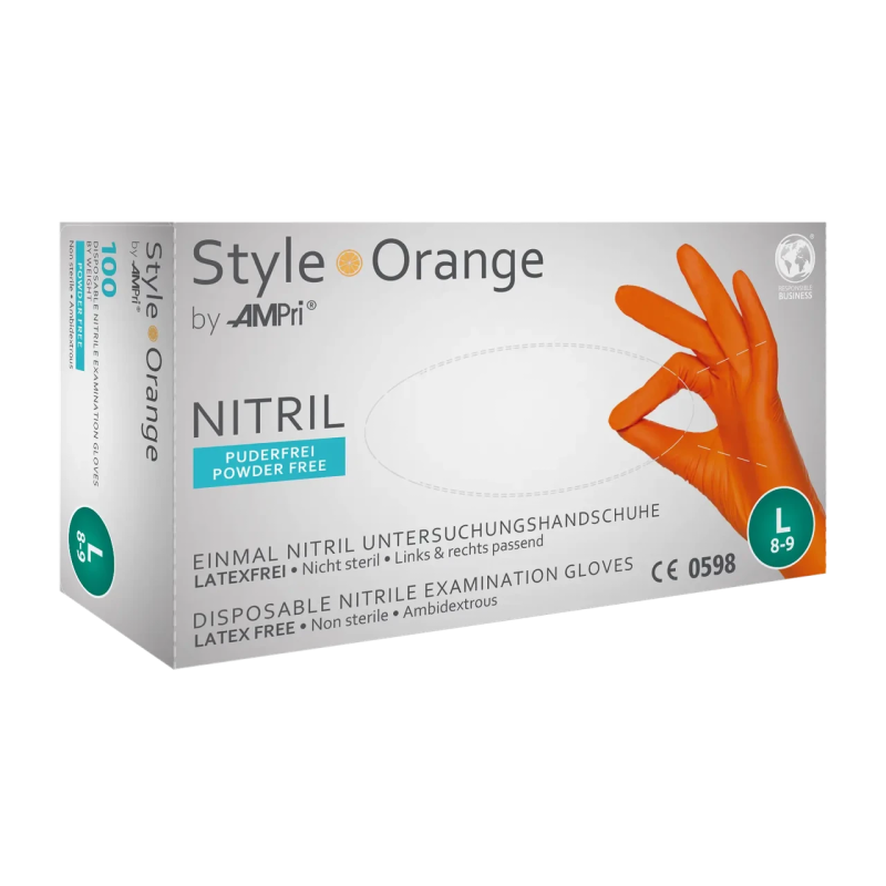 Рукавички нітрилові AMPri Style Orange 100 шт./50 пар жовтогарячі XS