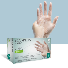 Перчатки вінілові, AMPri ECO PLUS (100шт), прозоре, L