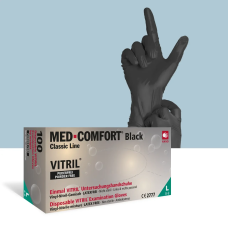 Рукавички медичні AMPri Med Comfort Vitryle (Vinyl Sinthetic), 100 шт. чорні, S