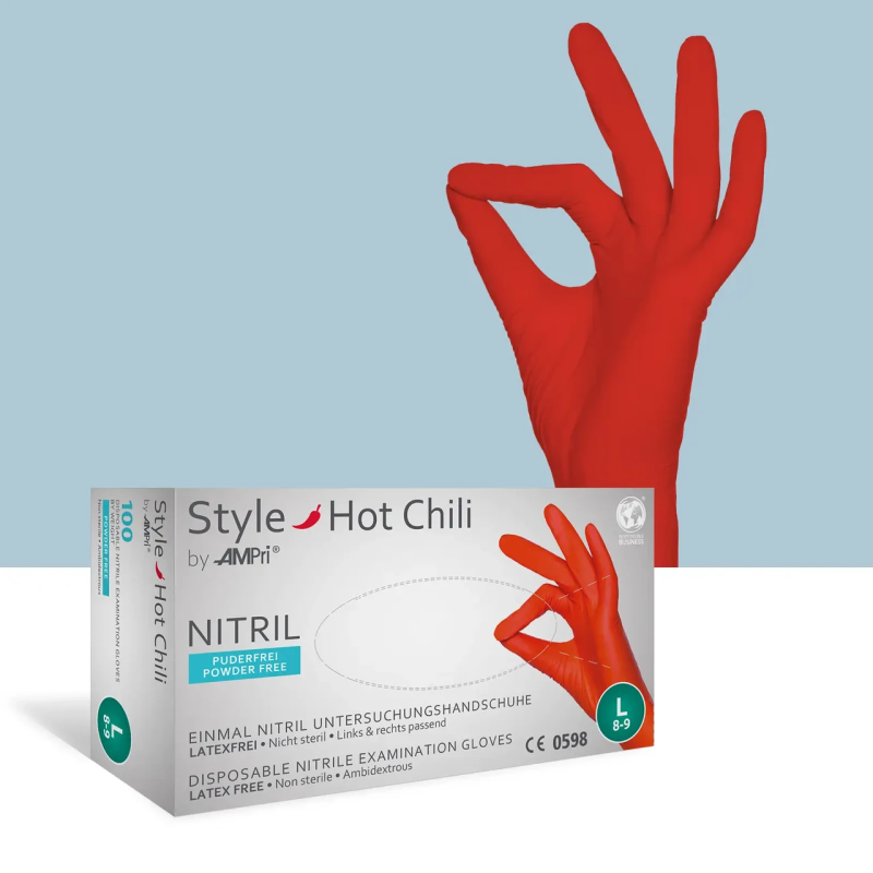 Рукавички нітрилові, AMPri Style Hot Chili (100 шт./50 пар), M