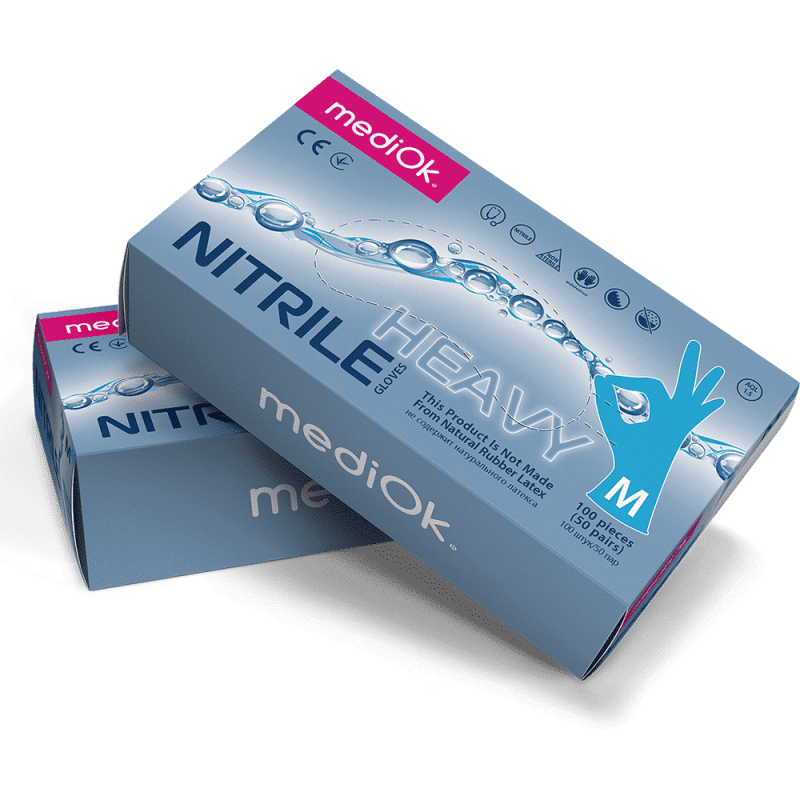 Рукавички нітрилові MediOk Nitrile Heavy 100 шт./50 пар S