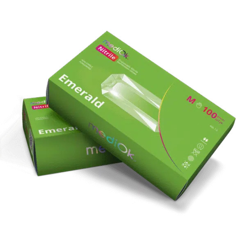 Рукавички нітрилові mediOk EMERALD 100 шт./50 пар зелені XS