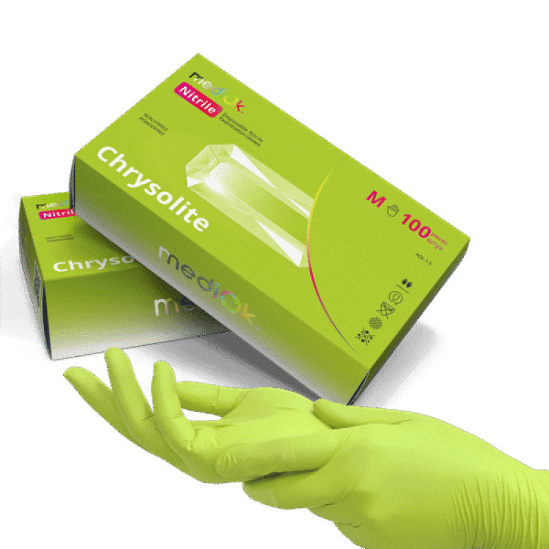 Рукавички нітрилові mediOk CHRYSOLITE 100 шт./50 пар XS
