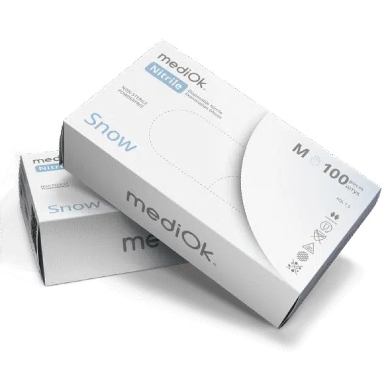 Рукавички нітрилові MediOk Nitrile Snow 100 шт./50 пар XL