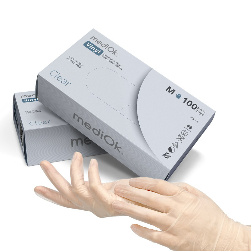 Рукавички вінілові MediOk Clear 100 шт./50 пар прозорі XL