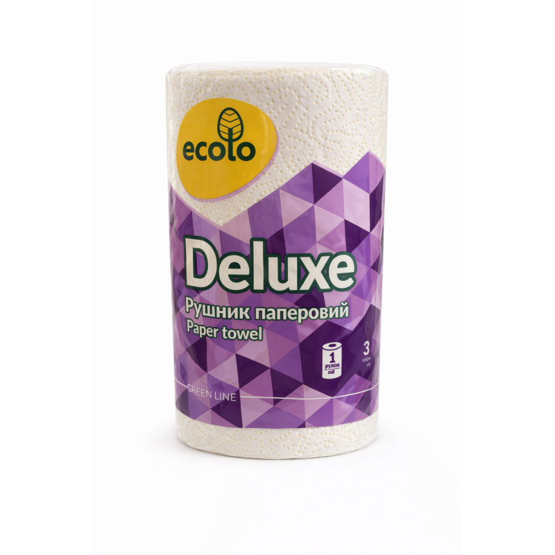 Рушники паперові Ecolo Deluxe 3 шари 1 рулон білий