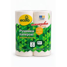 Рушники паперові Ecolo, 2 шари, білі, 2 рулони