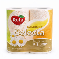 Папір туалетний тришаровий Ruta Selecta Ромашка 4 рулони