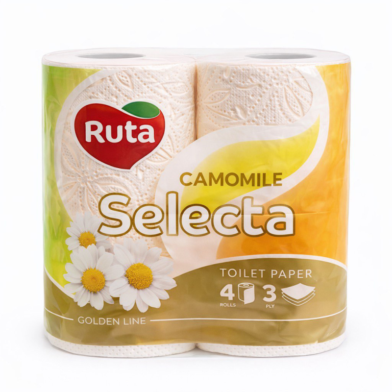 Папір туалетний тришаровий Ruta Selecta Ромашка 4 рулони