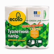 Туалетний папір Ecolo, 2 шари, білий, 4 рулони