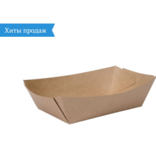 Човник тарілка паперова 18х10х4, 5 см. крафт 100 шт.
