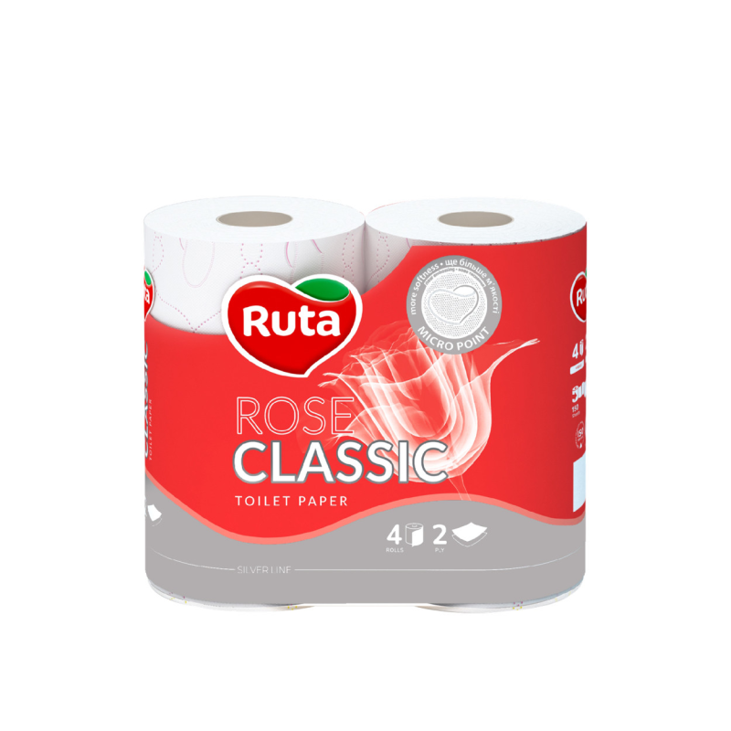 Папір туалетний двошаровий Ruta Classic Rose 4 рулони