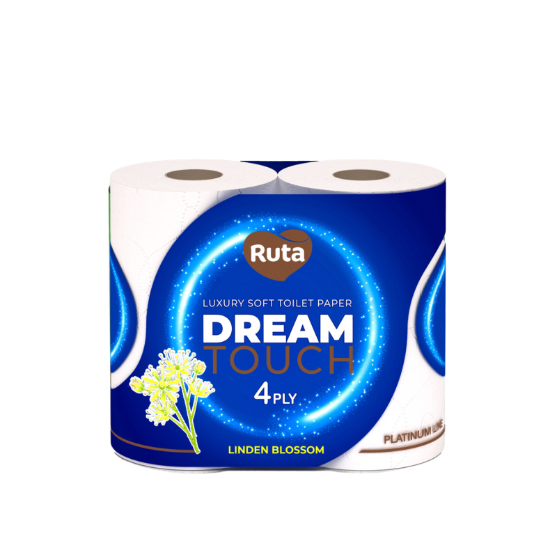 Папір туалетний 4-шаровий Ruta Dream Touch з ароматом липи, 4 рулона