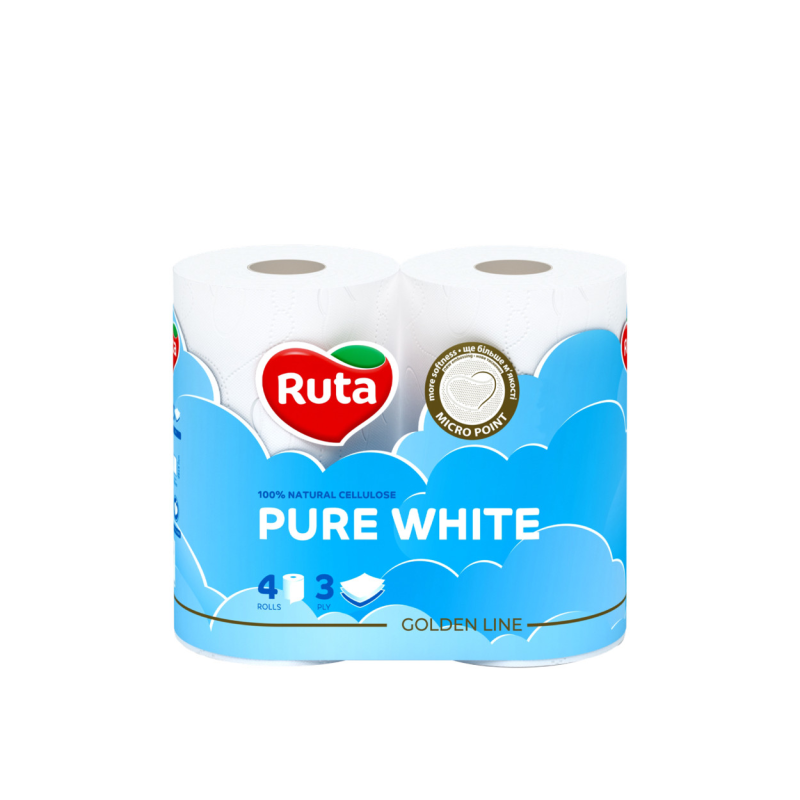 Туалетний папір RUTA Pure White 3-шар білий 4 шт.
