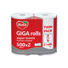 Рушники паперові двошарові Giga-Rolls 2 рулони 500 відривів 55 м.