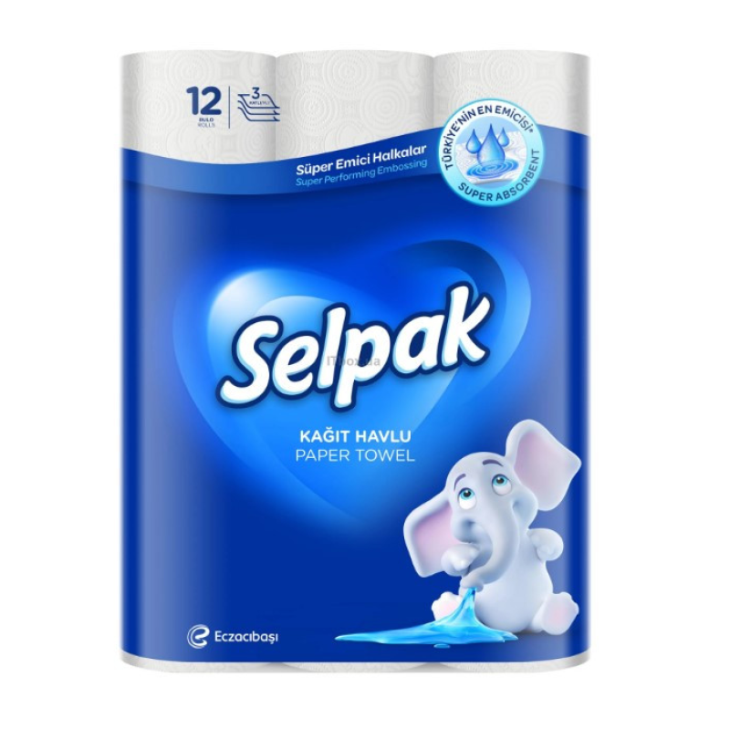 Паперові рушники целюлоза Selpak тришарові 84 відр. 11,25 м. 12 шт.