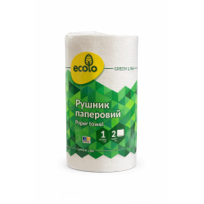 Паперовий рушник Ecolo 2 шари 1 рулон білий 120 відривів 22,2 м.