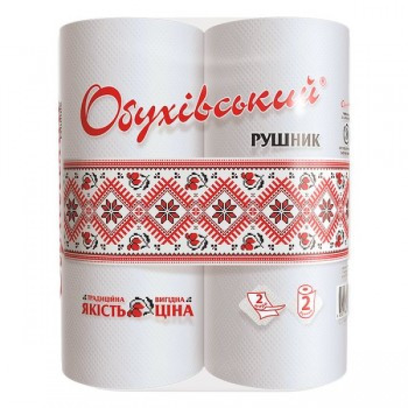 Паперові рушники «Обухівські» 2 рулони, 2 шари