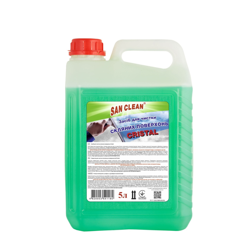 Засіб для миття скляних поверхонь San Clean Cristal 5 л.